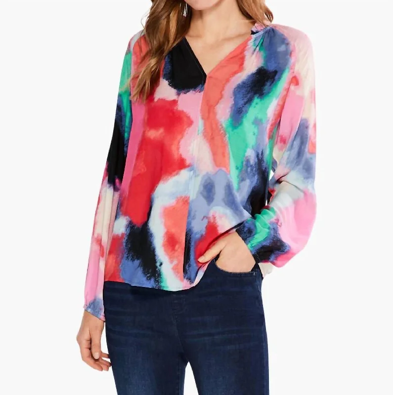 Abstract Art Top In Pink Multi