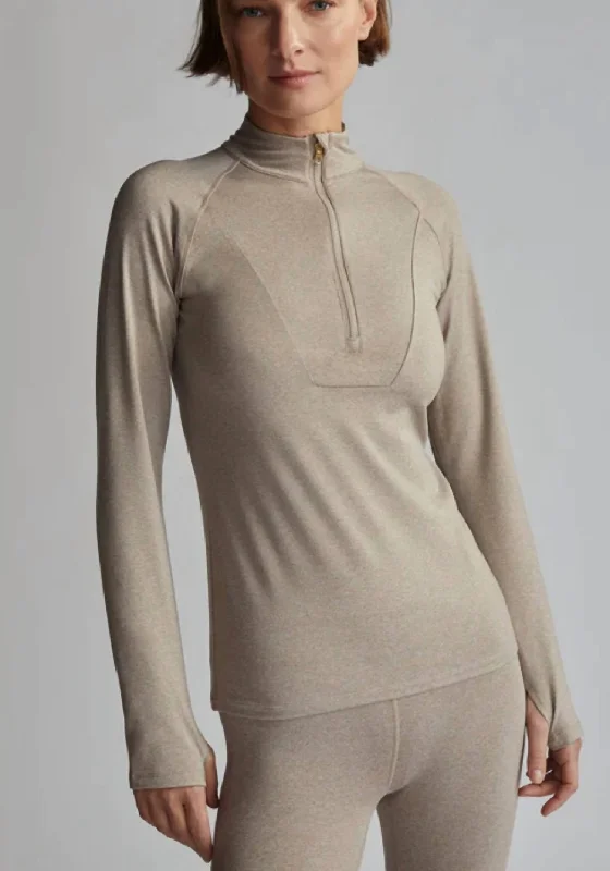 Always Warm Base Layer Half Zip In Taupe Marl