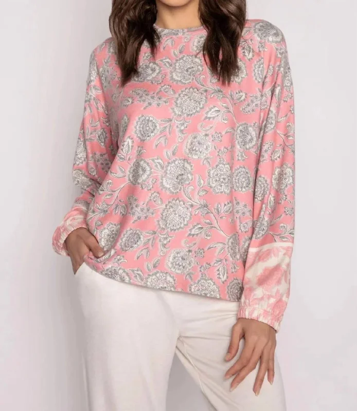 Boho Chic Lounge Top In Coral