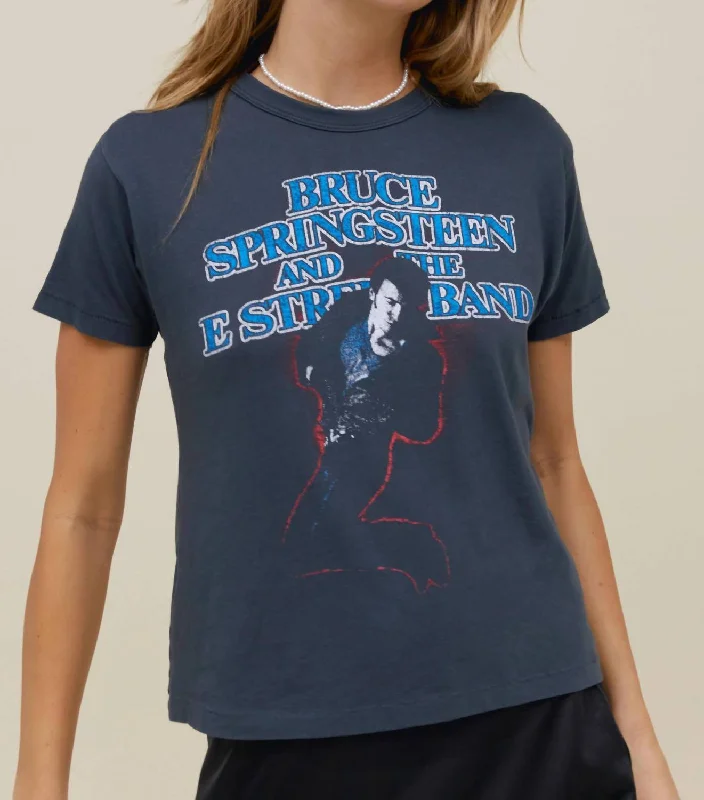 Bruce Sprinigsteen 84-85 Tour Ringer Tee In Vintage Black