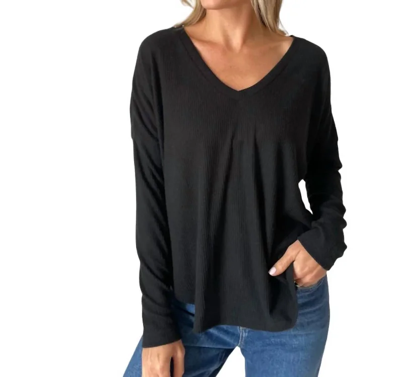 Cecilia Ribbed Everday Top In Black