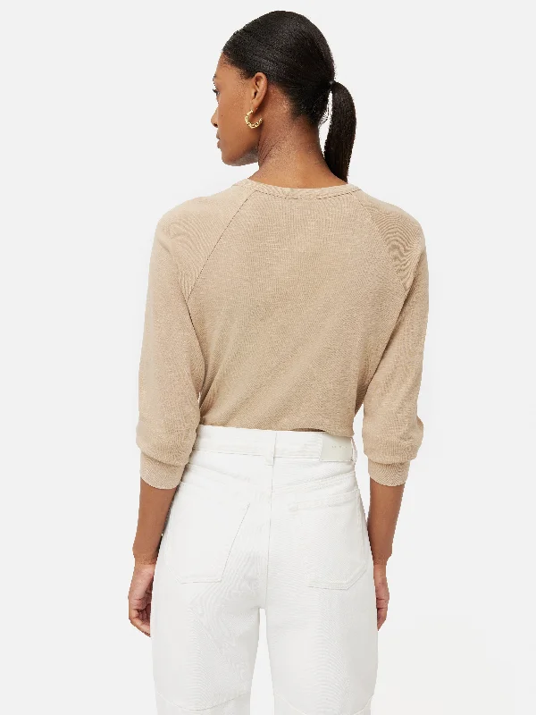 Cotton Luxe Raglan Tee | Beige