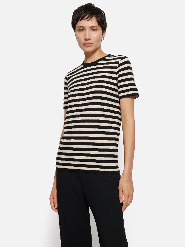 Cotton Slub Stripe Tee | Black