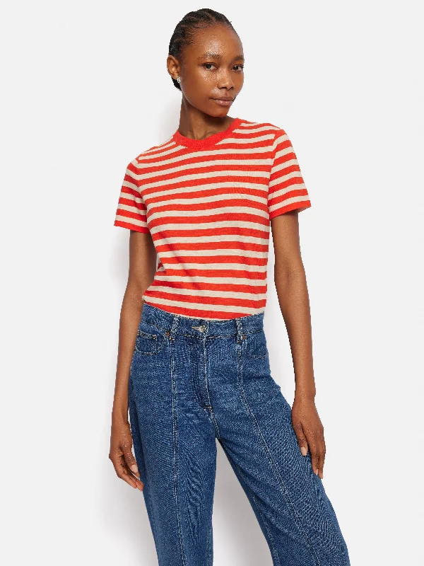 Cotton Slub Stripe Tee | Red