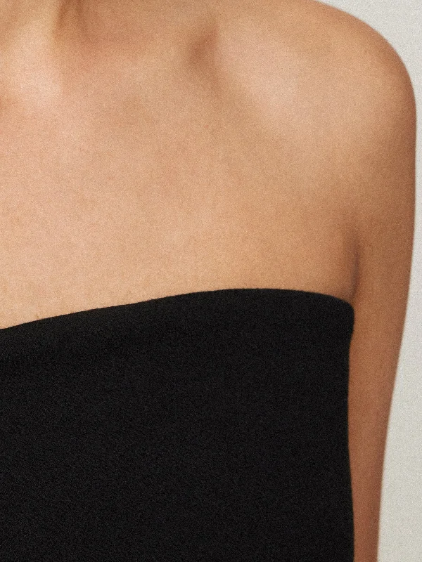 Crepe Ponte Jersey Strapless Top | Black