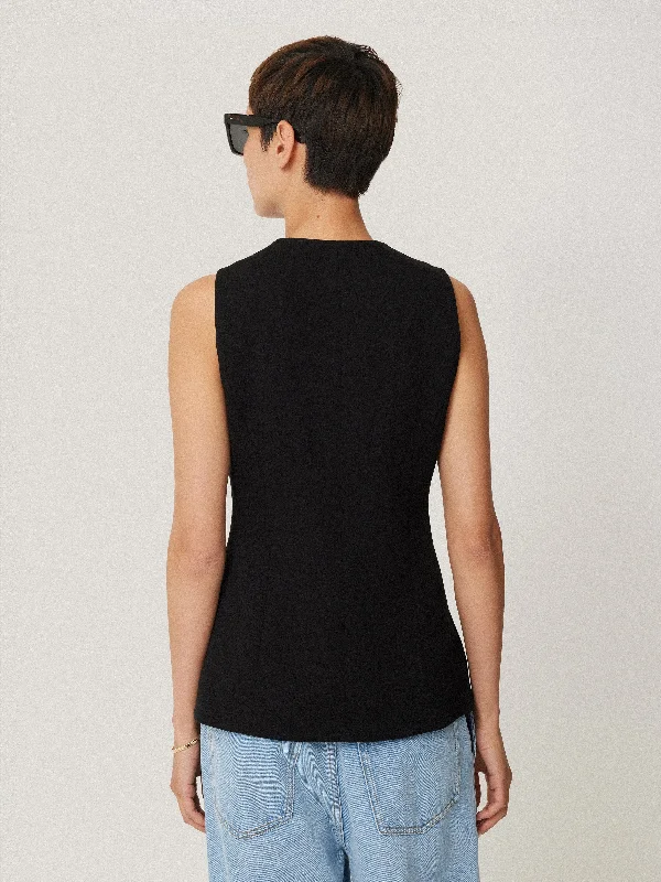 Crepe Ponte Jersey Waistcoat | Black