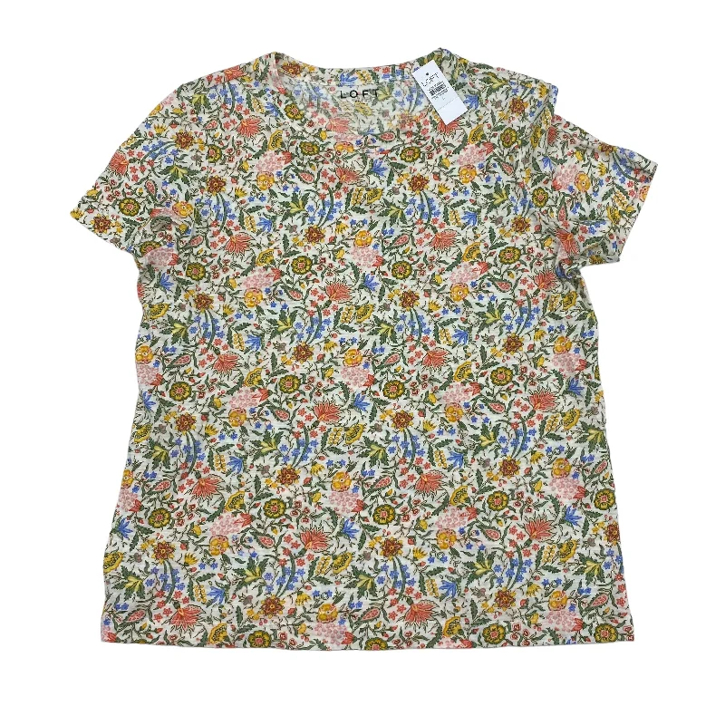 FLORAL PRINT TOP SS by LOFT Size:L