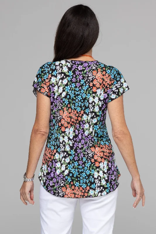 Garden Print Short Sleeve Jersey Top