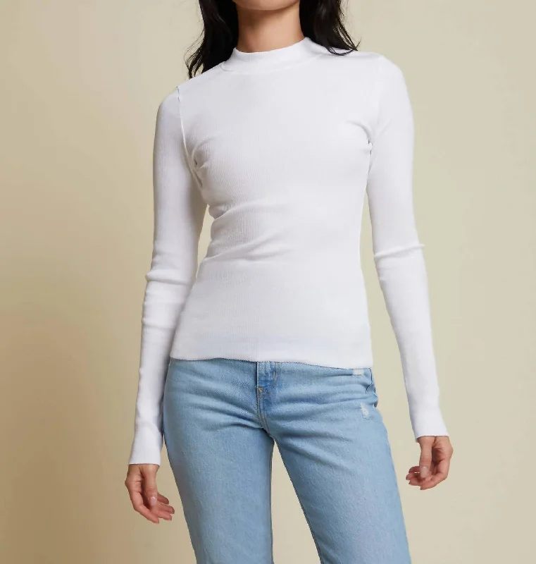 Gina Slim Mock Neck Top In White