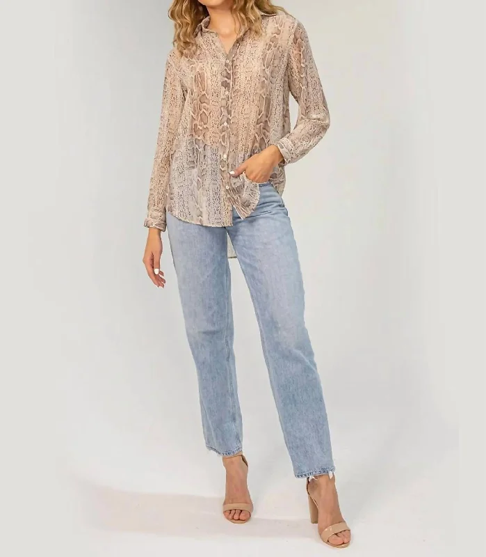 Hailey Top In Taupe Multi