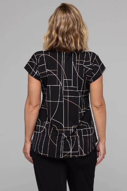 Maps Print Short Sleeve Jersey Top