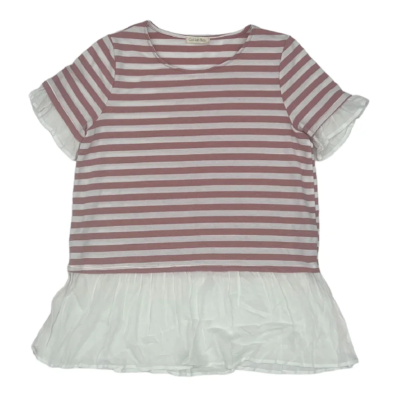 RED & WHITE COTTON BLEU TOP SS, Size S