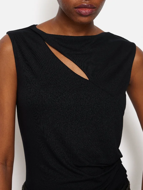 Slash Neck Top | Black