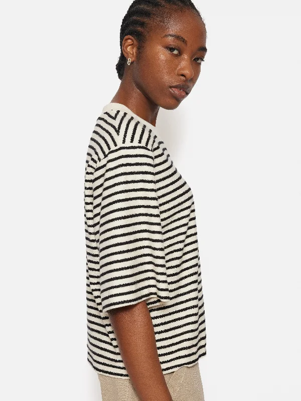 Stripe Textured T-shirt | Navy