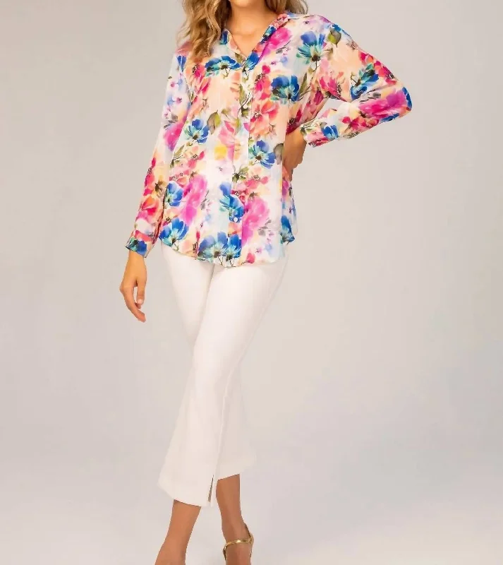 The Hailey Top In Pink And Blue