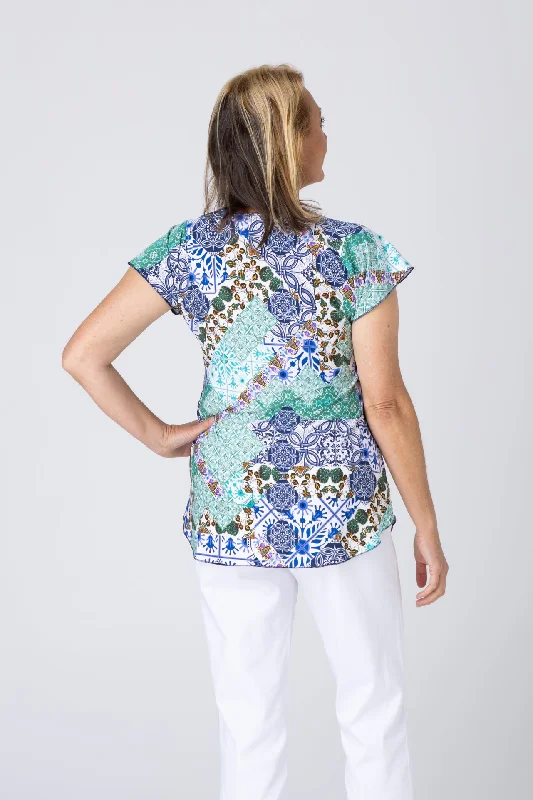 Tiles Print Short Sleeve Jersey Top