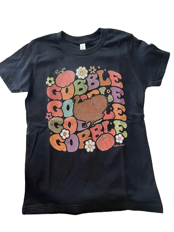 Unisex Retro Thanksgiving Gobble Tee In Black