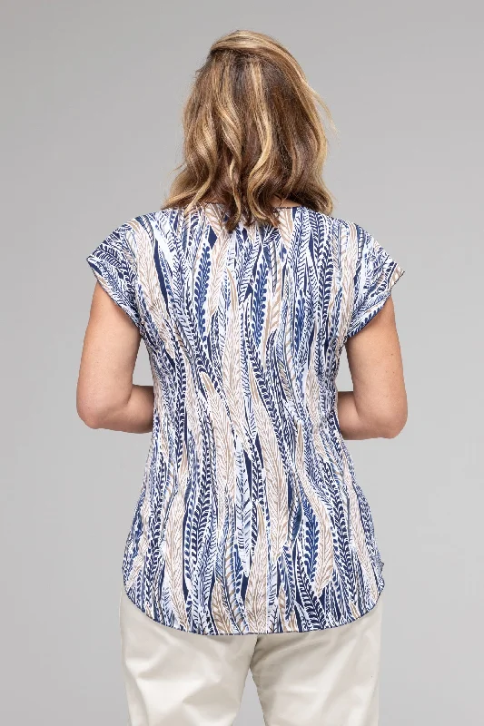 Wheat Print Short Sleeve Jersey Top