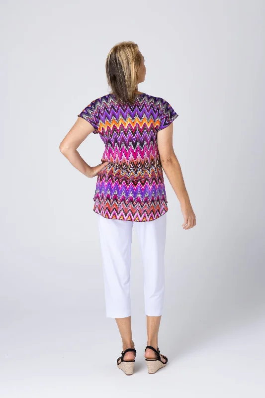 Zag Print Short Sleeve Jersey Top