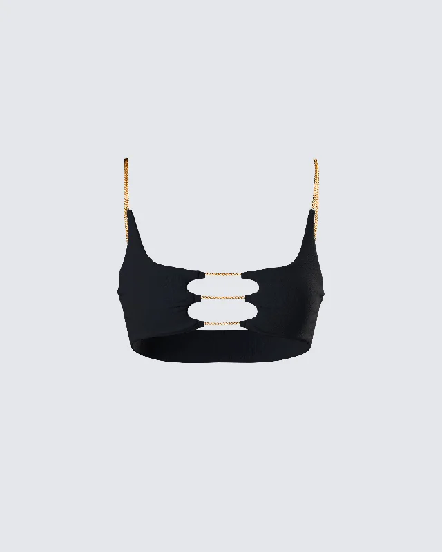 Amari Black Chain Cropped Top