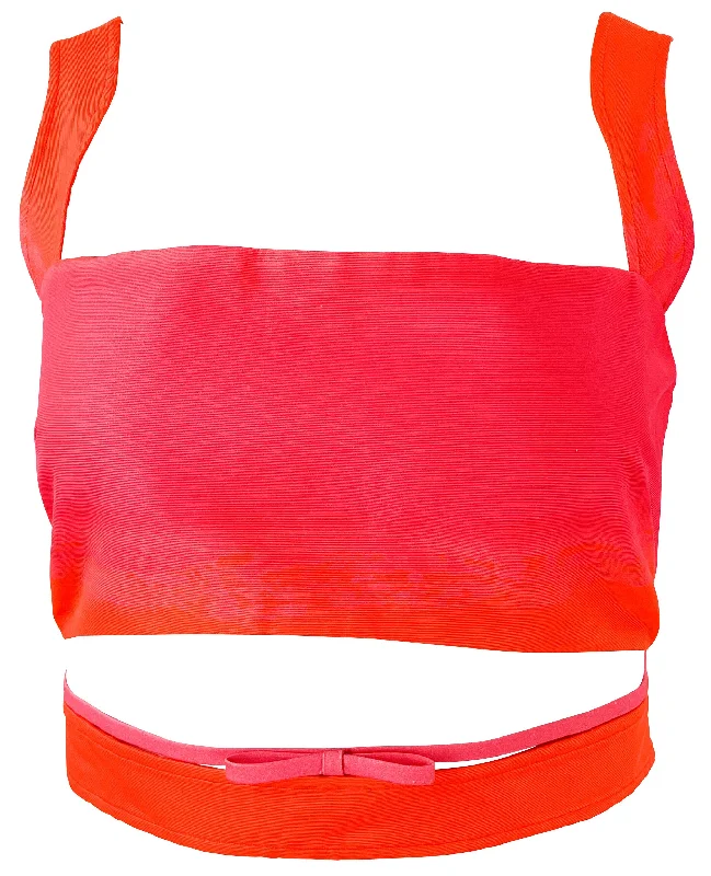 Brandon Maxwell Cut-Out Crop Top in Orange Pop/Pink Lemonade