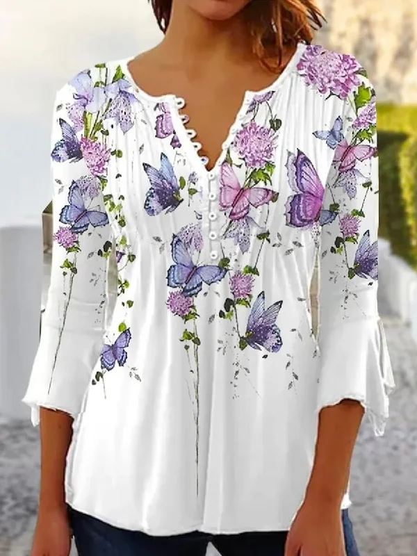 Casual Elegant Printed Blouses