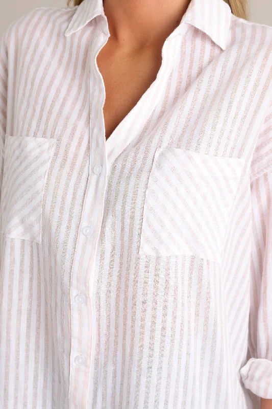 Catch Your Gaze Beige Stripe Top