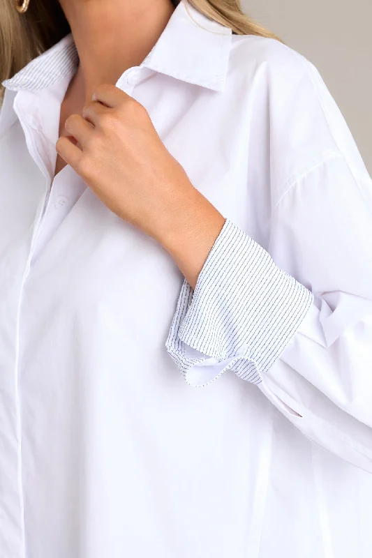 Chic Sophistication 100% Cotton White Button Front Top