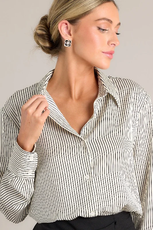 Coming To My Senses White & Black Stripe Top