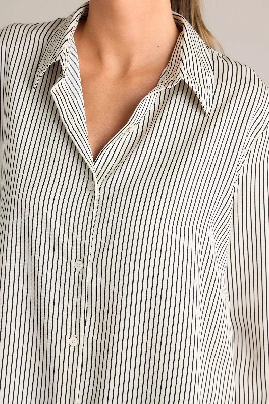 Coming To My Senses White & Black Stripe Top