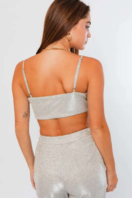 Dancing Queen Champagne Shimmer Crop Top