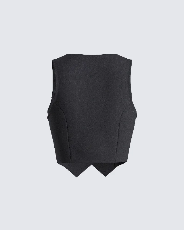 Deb Black Suiting Crop Vest Top