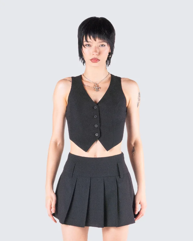 Deb Black Suiting Crop Vest Top