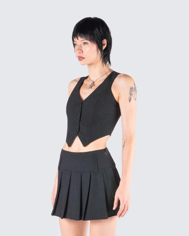 Deb Black Suiting Crop Vest Top