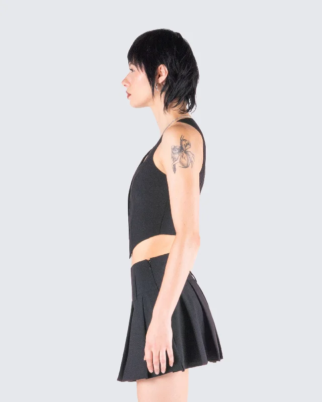 Deb Black Suiting Crop Vest Top