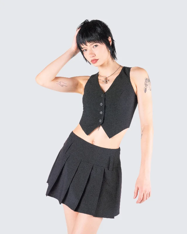 Deb Black Suiting Crop Vest Top