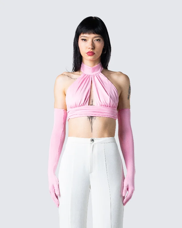 Emmy Pink Halter Crop Top