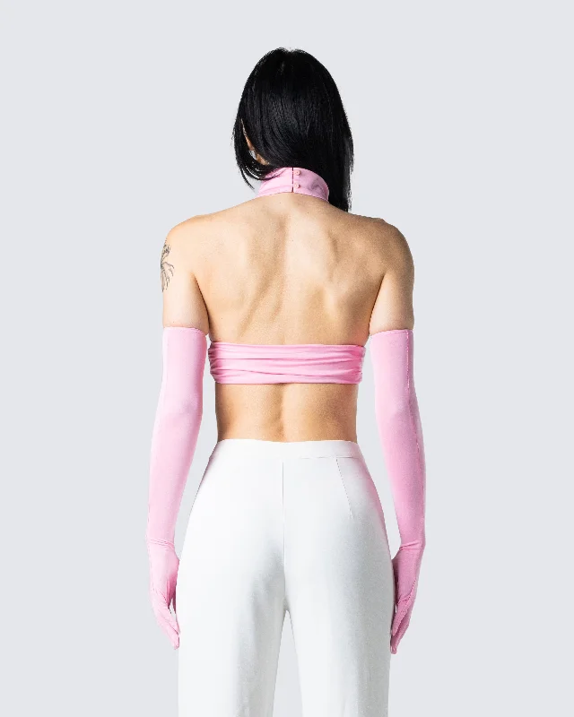 Emmy Pink Halter Crop Top