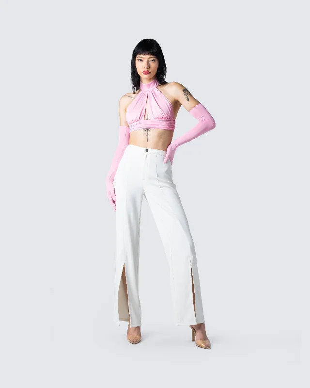 Emmy Pink Halter Crop Top