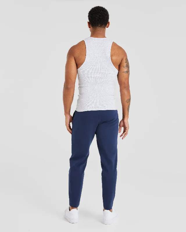 Essential Ribbed Tank - Light Grey Marl