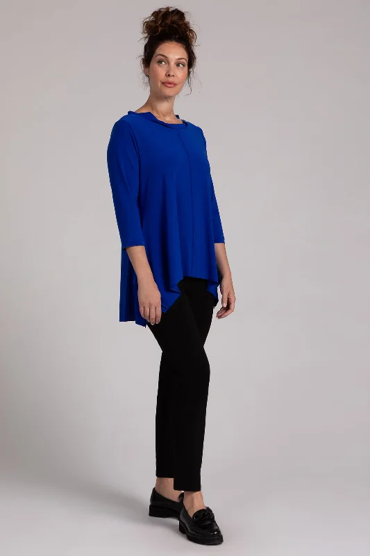 Flounce Top with Wide Funnel Collar | Lapis