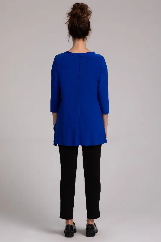 Flounce Top with Wide Funnel Collar | Lapis