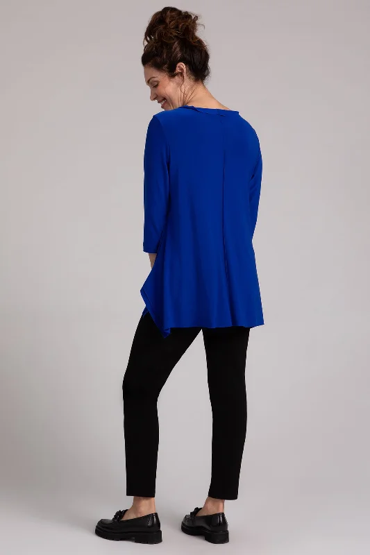 Flounce Top with Wide Funnel Collar | Lapis