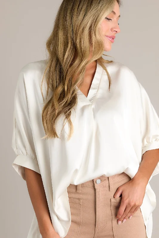 Fun And Flirty Ivory Dolman Sleeve Top