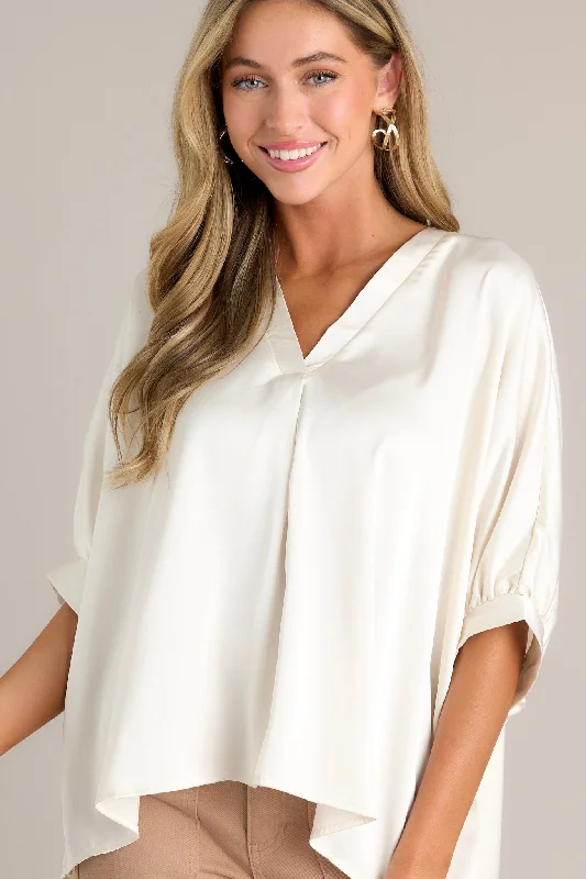 Fun And Flirty Ivory Dolman Sleeve Top