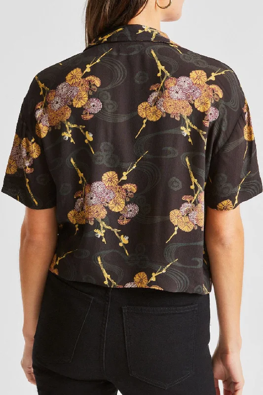 Gemma Black Moss Print Cropped Shirt