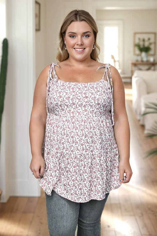 Joyful Floral Ruffled Tank