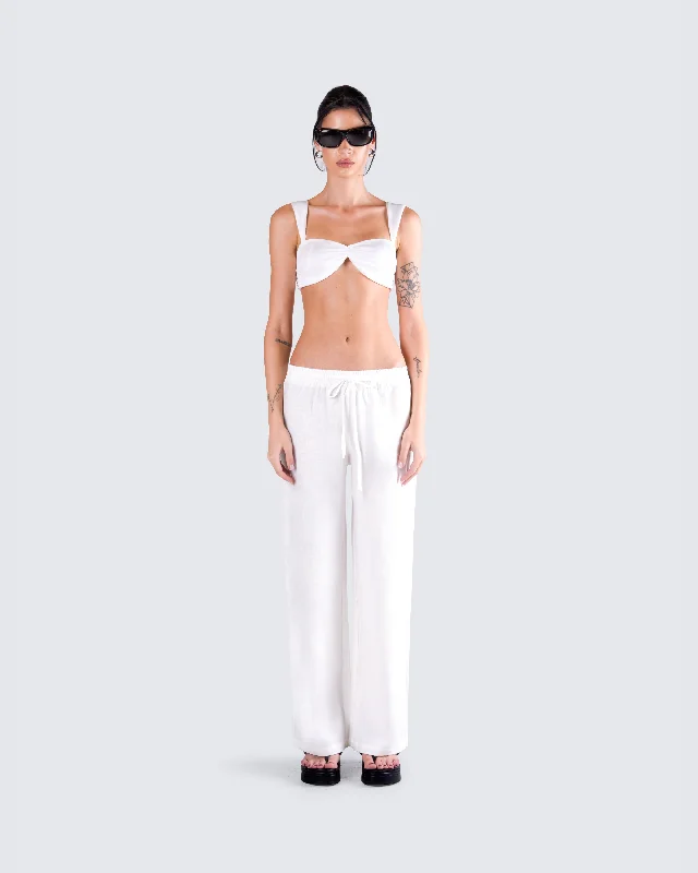 Keiko White Jersey Crop Top