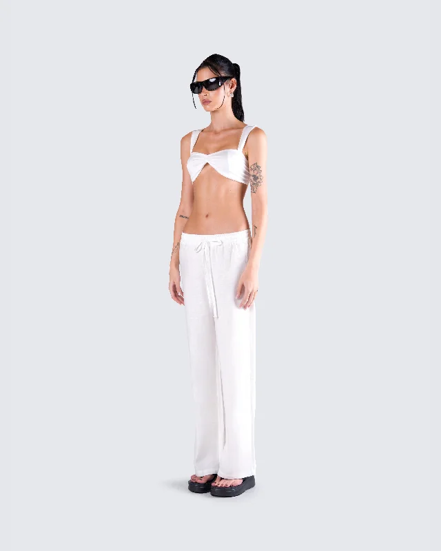 Keiko White Jersey Crop Top