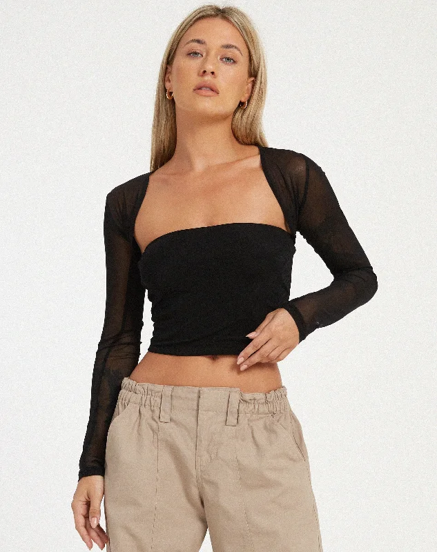 Kouna Bandeau Crop Top and Shrug Set in Black